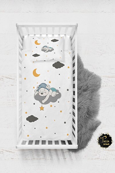 Talia Home طقم غطاء لحاف أطفال بنقشة الدب النائم مع ملاءات TLABN-091