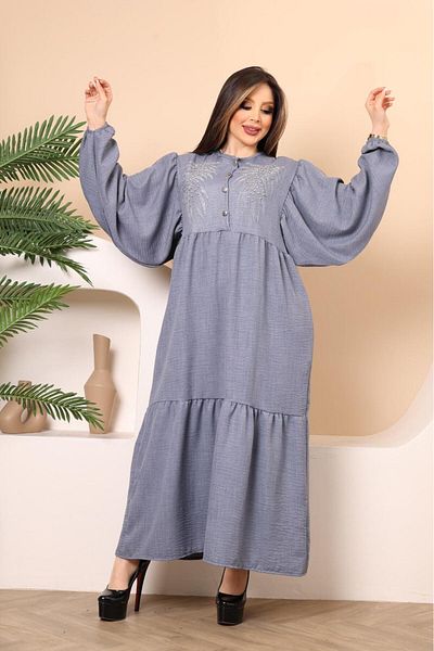 Online Balloon Sleeve Stone Detailed Dress