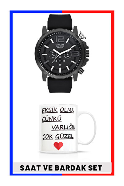 wesscollection Su Geçirmez Erkek Kol Saati ve Bardak Seti