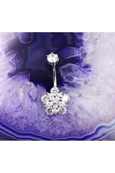 agbtasarım "SINGLE", "LOWER," ŞEFFAF ELMAS TAŞLA ÇEVRİLİ PAPATYA FİGÜRLÜ GÖBE...