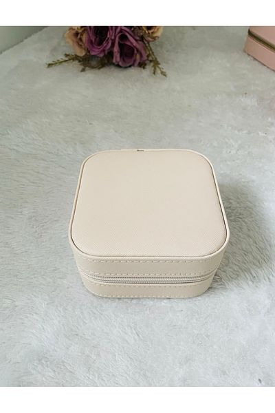 Selen Aksesuar Cream Colored Zippered Travel Bag - Jewelry and Jewelry Storage, Organized Box