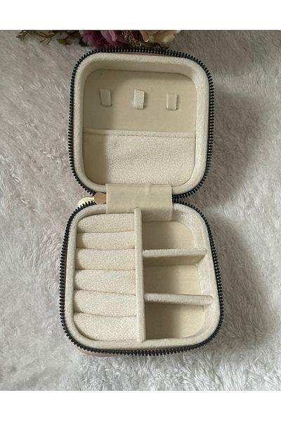 Selen Aksesuar Cream Colored Zippered Travel Bag - Jewelry and Jewelry Storage, Organized Box