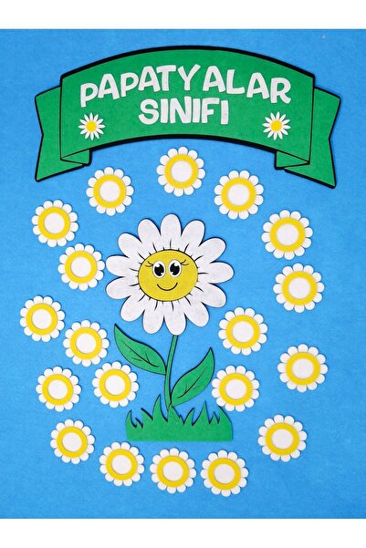 keçeli dünyam Sınıf Mevcudu Panosu Papatyalar Sınıfı (Keçe Kumaştan Eğitim Materyali)