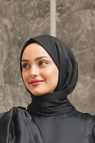 Azeem Satin Janjan Chiffon Evening Dress Shawl - 1.5m X 2m, Black