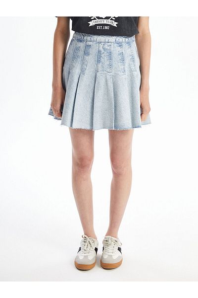 LC Waikiki Lcw Slim Fit Women's Pleated Jean Skirt