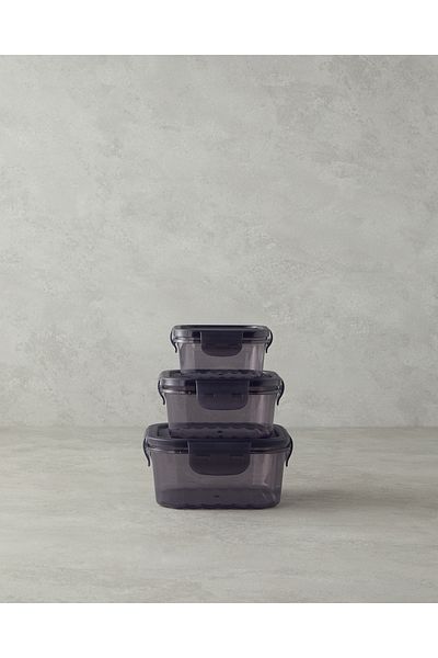 English Home Sasha Anthracite 3-piece Plastic Storage Container - 500+1000+1700 Ml