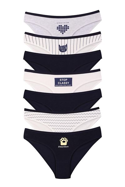 Dominant Γυναικεία Σλιπ Λευκή Βαμβακερή Λύκρα Navy Blue 7 Pack 37000-472