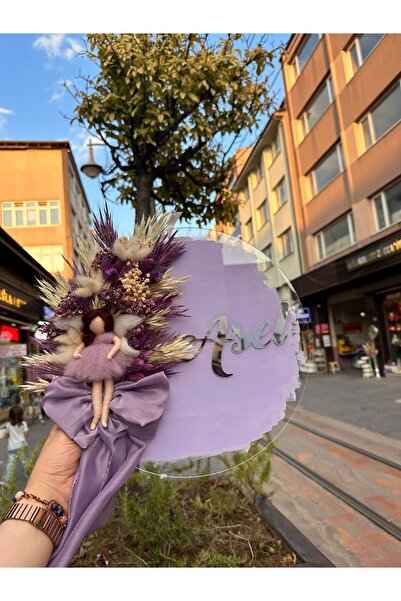 KRVTASARIM Peri kızlı doğal çiçekli kız bebek kapı süsü