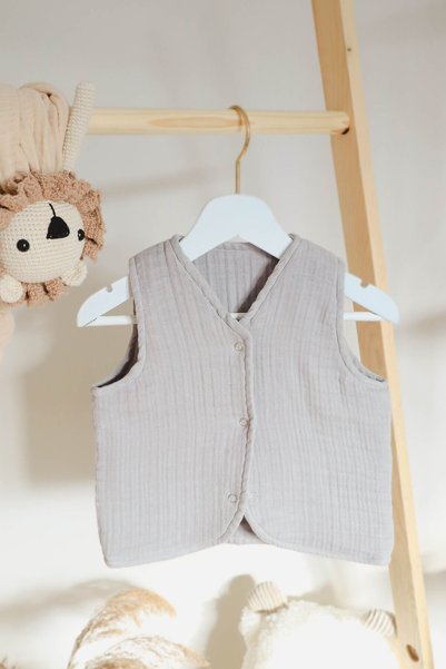PAHTA Müslin %100 Pamuk Bebek - Çocuk Yeleği 8 Kat