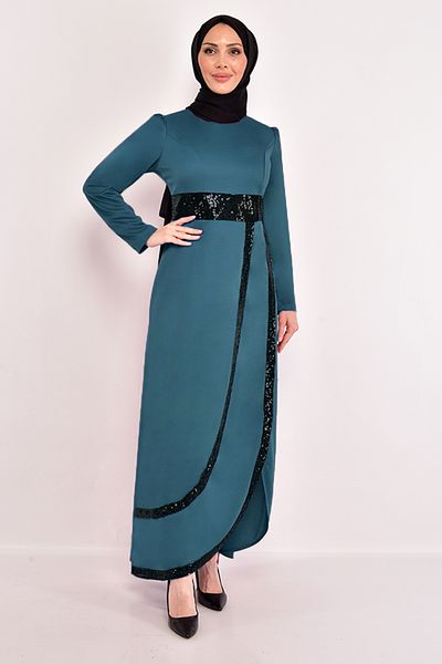 ModaMerve Rochie Paiete Petrol ASM2545