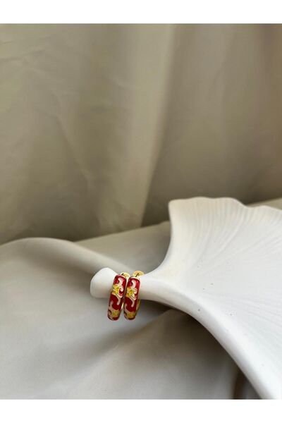 Karen Jewelry Vintage Desenli Mineli Halka Model Kadın Çelik Küpe