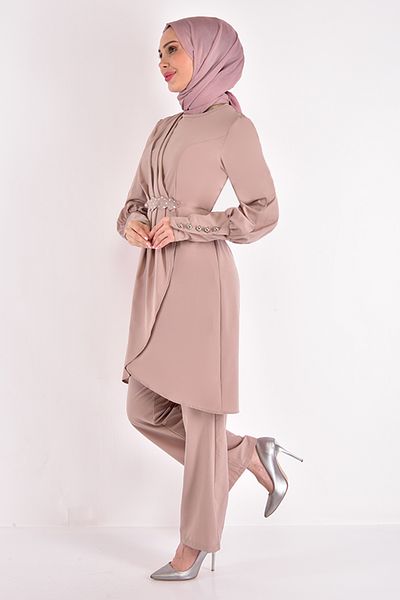 ModaMerve Stone Detail Combination Mink ASM2620