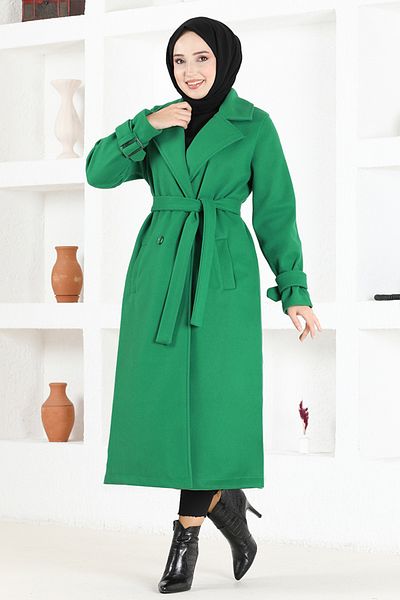 ModaMerve Stamped Coat MSL5960 Green