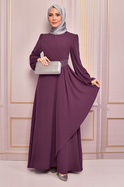 ModaMerve Φόρεμα Dusty Rose Stone Detailed - Asm2507