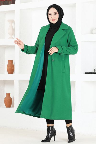 ModaMerve Stamped Coat MSL5960 Green