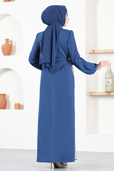 ModaMerve Belted Dress ASM2651 Indigo