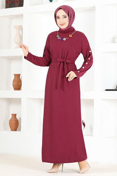 ModaMerve Πλεκτό Φόρεμα Nfc4436 Claret Red