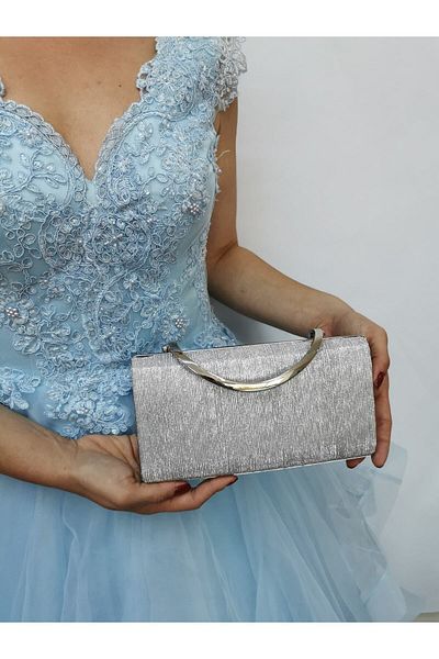 NAZART Geantă de seară portofoliu pentru rochie de seară argintie laser pentru femei