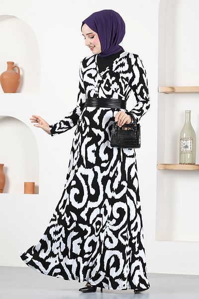 ModaMerve White Belted Dress - VTN921
