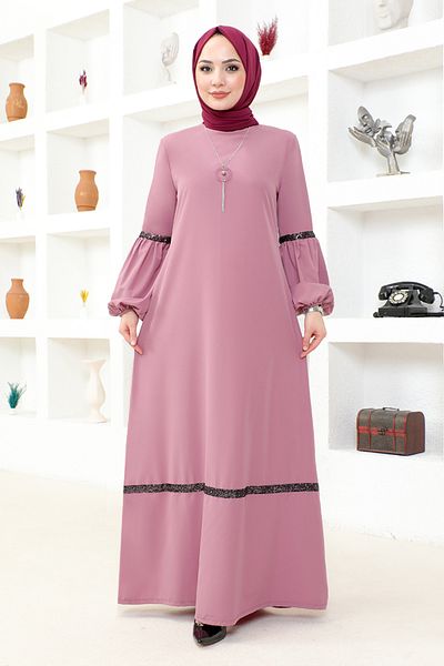 ModaMerve Κρεμαστό Φόρεμα ASM2676 Dusty Rose