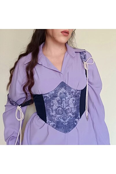Pinn tekstil Mor Desenli Bel Korsesi