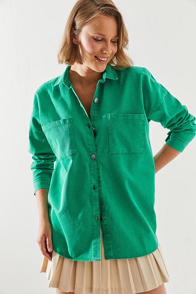 Bianco Lucci Gabardine Women's Shirt - Double Pocket
