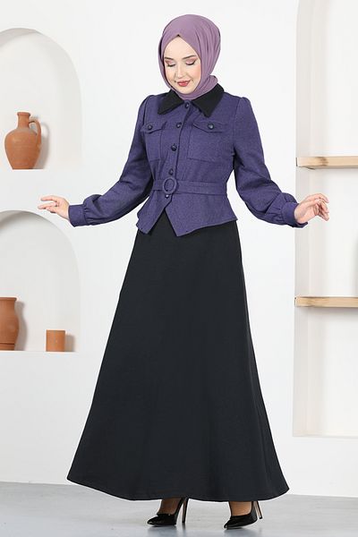 ModaMerve Bolero Dress MSL2478 Dark Lilac