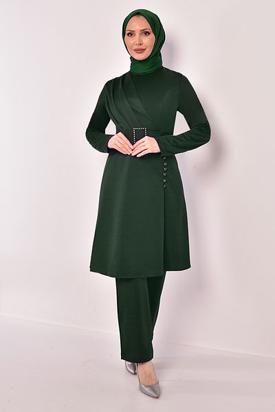 ModaMerve Emerald Combination Belted - Asm2578