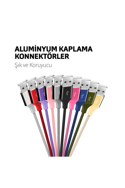 Ttec Örgü Usb-c Kablo Kırmızı 120cm