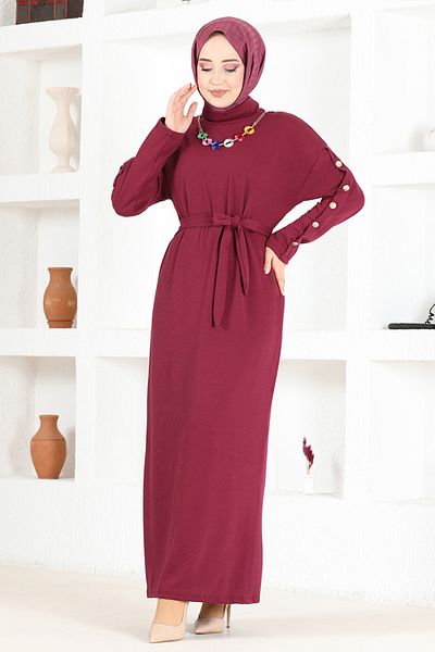 ModaMerve Πλεκτό Φόρεμα Nfc4436 Claret Red