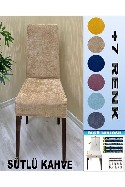 KILIFSAN 6 Adet BabyFace Kadife Kumaş Sandalye Kılıfı Yıkanabilir Likralı Esnek Lastikli, Sandalye Örtü