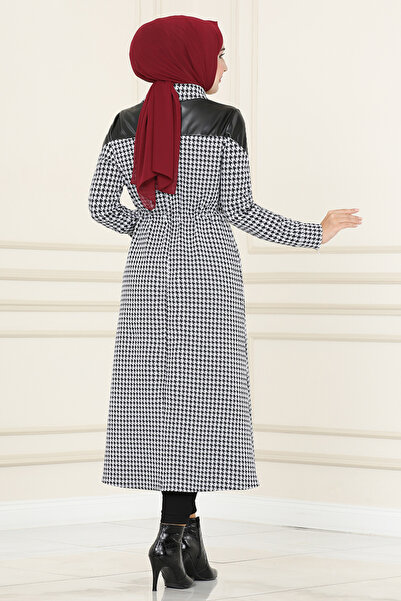 ModaMerve Ecru Hooded Buttoned Jacket - MSL9042