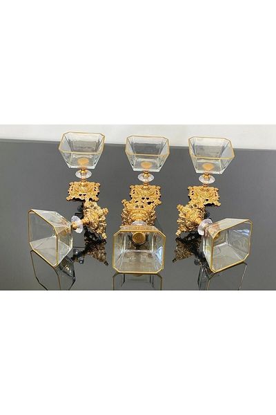Aymin Kristal 2 Piece Metal Cast Foot Detailed Magnolia-bowl-ice cream-candy bowl