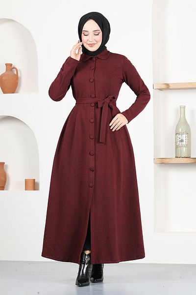 ModaMerve Claret Red Buttoned Cap - MSL4025