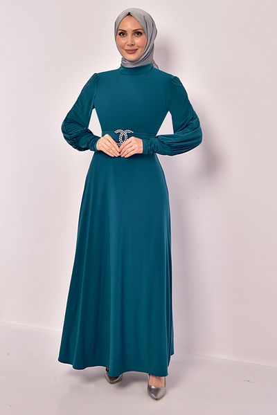 ModaMerve Rochie cu brâu culoare benzină - Asm2575