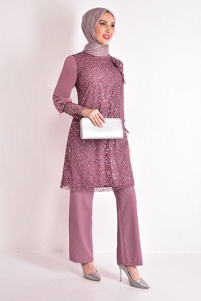ModaMerve Συνδυασμός Dusty Rose Sequin - Asm2547