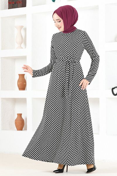 ModaMerve Rochie cu curea VTN922 Albă