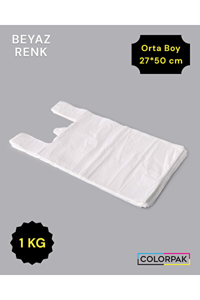 COLORPAK Atlet Poşet (27*50 cm) BEYAZ (1 KG) Market Poşeti