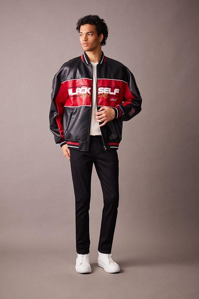 DeFacto College CollAr Bomber FAux LeAther CoAt - WAter Repellent, Oversize Fit A4235ax23wn