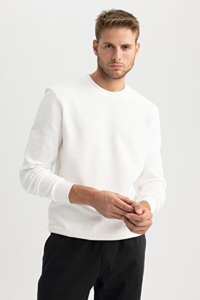 DeFacto Regular Fit Bisiklet Yaka %100 Pamuk Basic Düz Sweatshirt A5960ax23au
