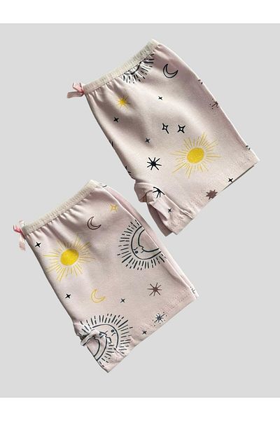 elmas kids Girl's Cotton Moon Sun Patterned 2-Piece Boxers