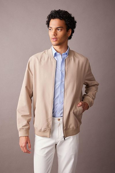 DeFacto Slim Fit College Collar Zippered Double Pocket Seasonal Light Thin Bomber Jacket A3865Ax23Au