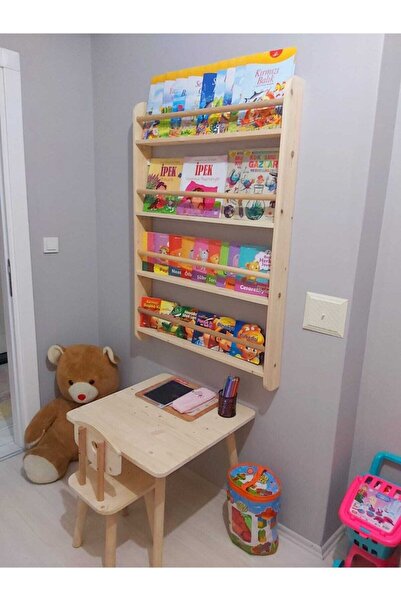 MrtAhşap 3'lü Takım-montessori Kitaplık-masa-sandalye (AHŞAPTAN)