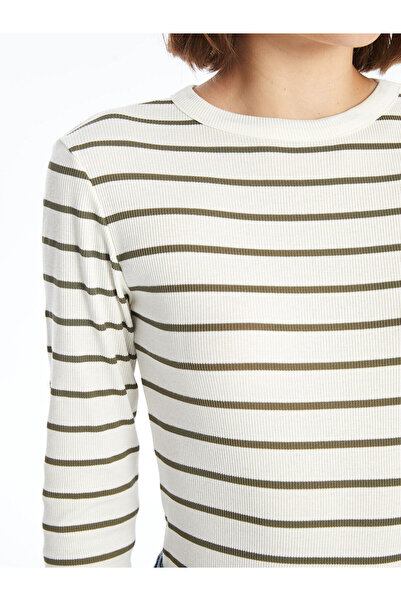 LC Waikiki Γυναικείο κορμάκι με μακρυμάνικο λαιμόκοψη LCW ριγέ