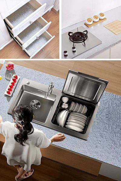 Buffer Roll Silver Aluminum Foil Wallpaper - Waterproof, Adhesive Shelf Inside, Size 2