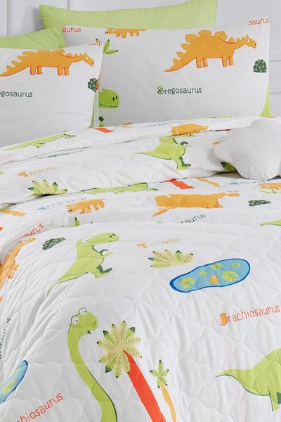 Eponj Home Set cuvertură de pat matlasată dublă - Dinolar White