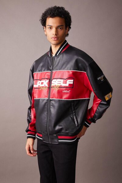 DeFacto College CollAr Bomber FAux LeAther CoAt - WAter Repellent, Oversize Fit A4235ax23wn