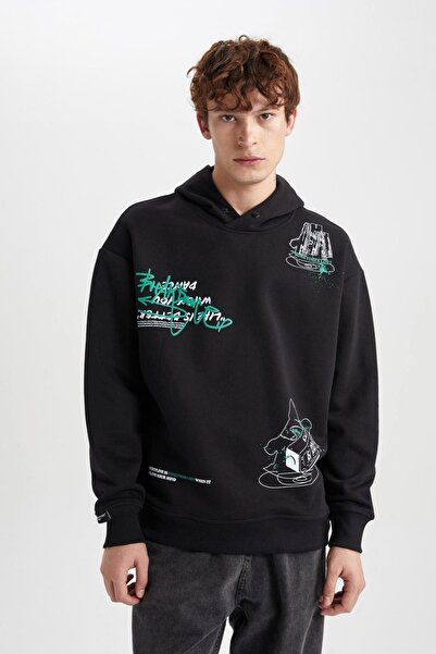 DeFacto Oversize Fit Sırt Baskılı Kapüşonlu Sweatshirt B0252ax23wn
