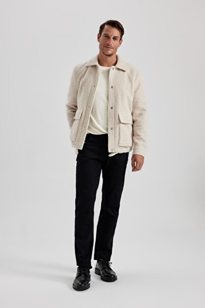 DeFacto Bequem geschnittene Jacke mit Polokragen, Taschen und Futter B0912ax23au