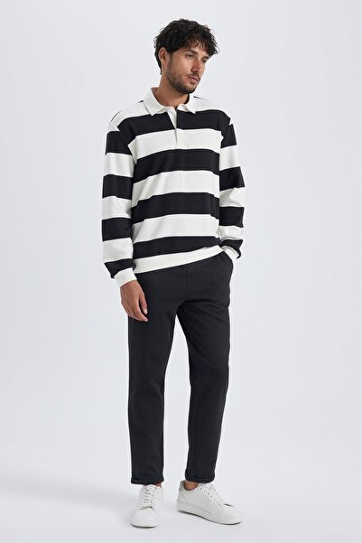 DeFacto Modern Fit Polo Yaka Çizgili Sweatshirt A7826ax23au